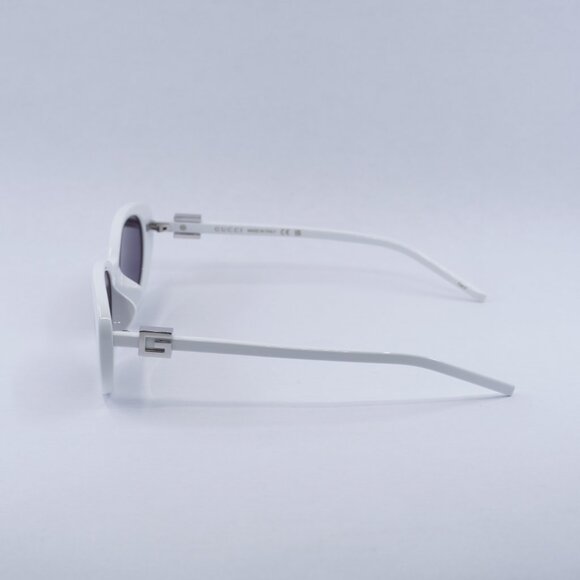 Gucci GG1684SA 006 Sunglasses White Oval Frame, Grey Lenses main image 4